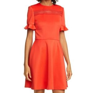 Ted baker orange skater dress with pockets NWT